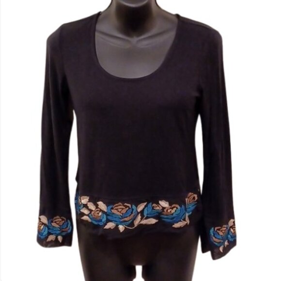 INC Petite Embroidered Floral Trimmed Stretch Top- Sz. SP - Picture 1 of 7